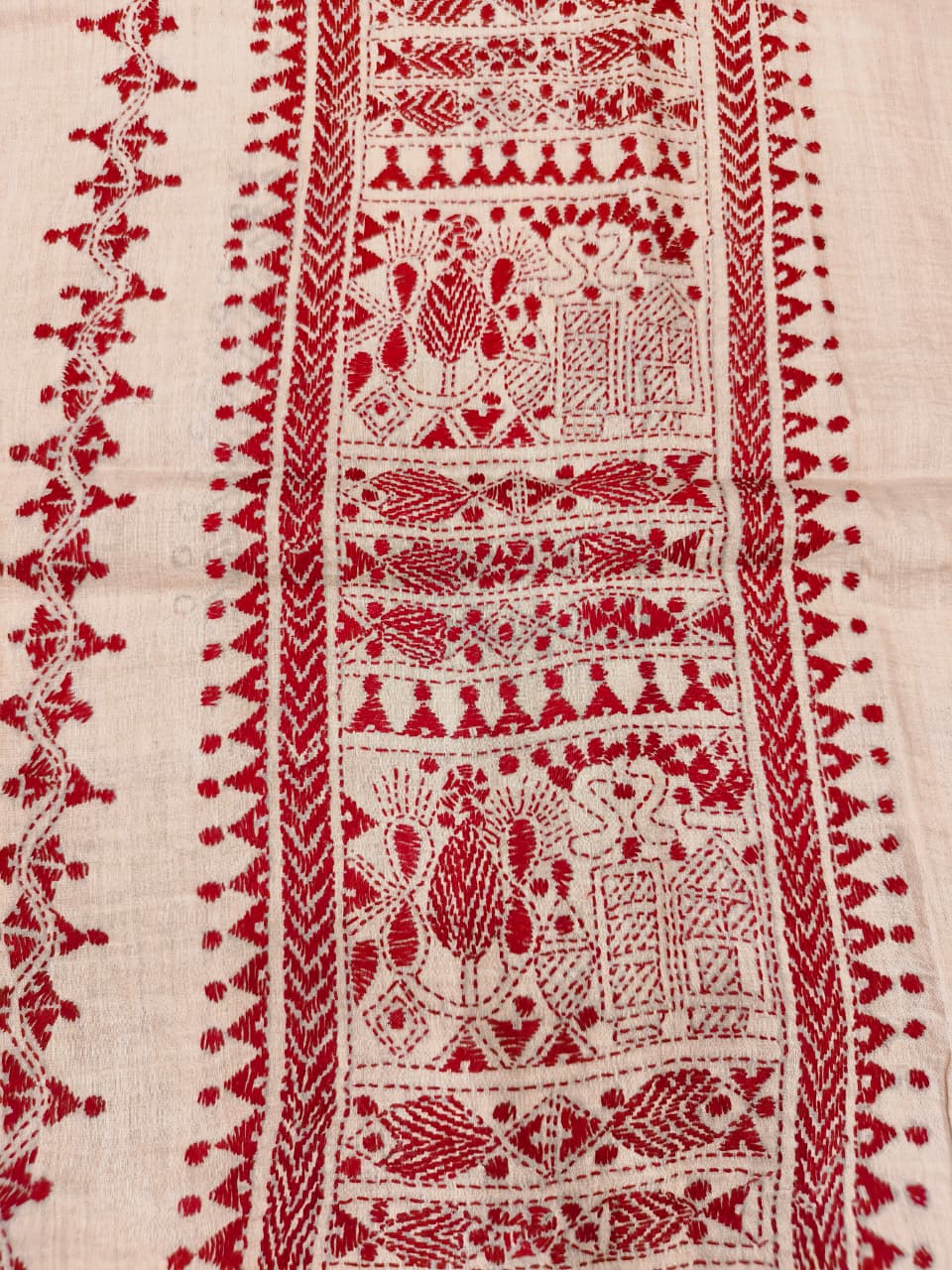 Beige Pure Tussar with Kantha Work (Hand Embroidery) Panjabi KP26448