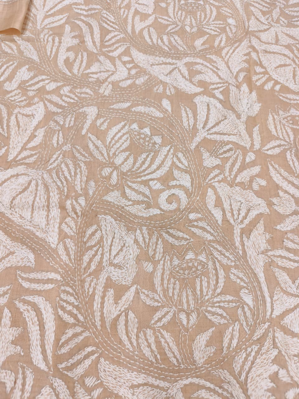 Beige Pure Tussar with Kantha Work (Hand Embroidery) Panjabi KP26452