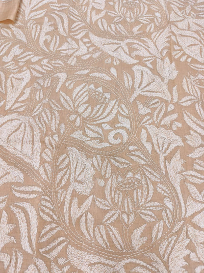 Beige Pure Tussar with Kantha Work (Hand Embroidery) Panjabi KP26452