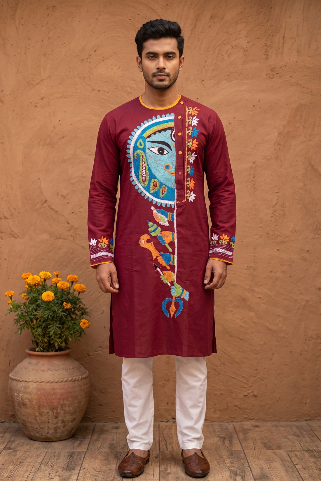 Cotton Kantha Stitch (Hand Embroidery) Panjabi SN2023WPCK54