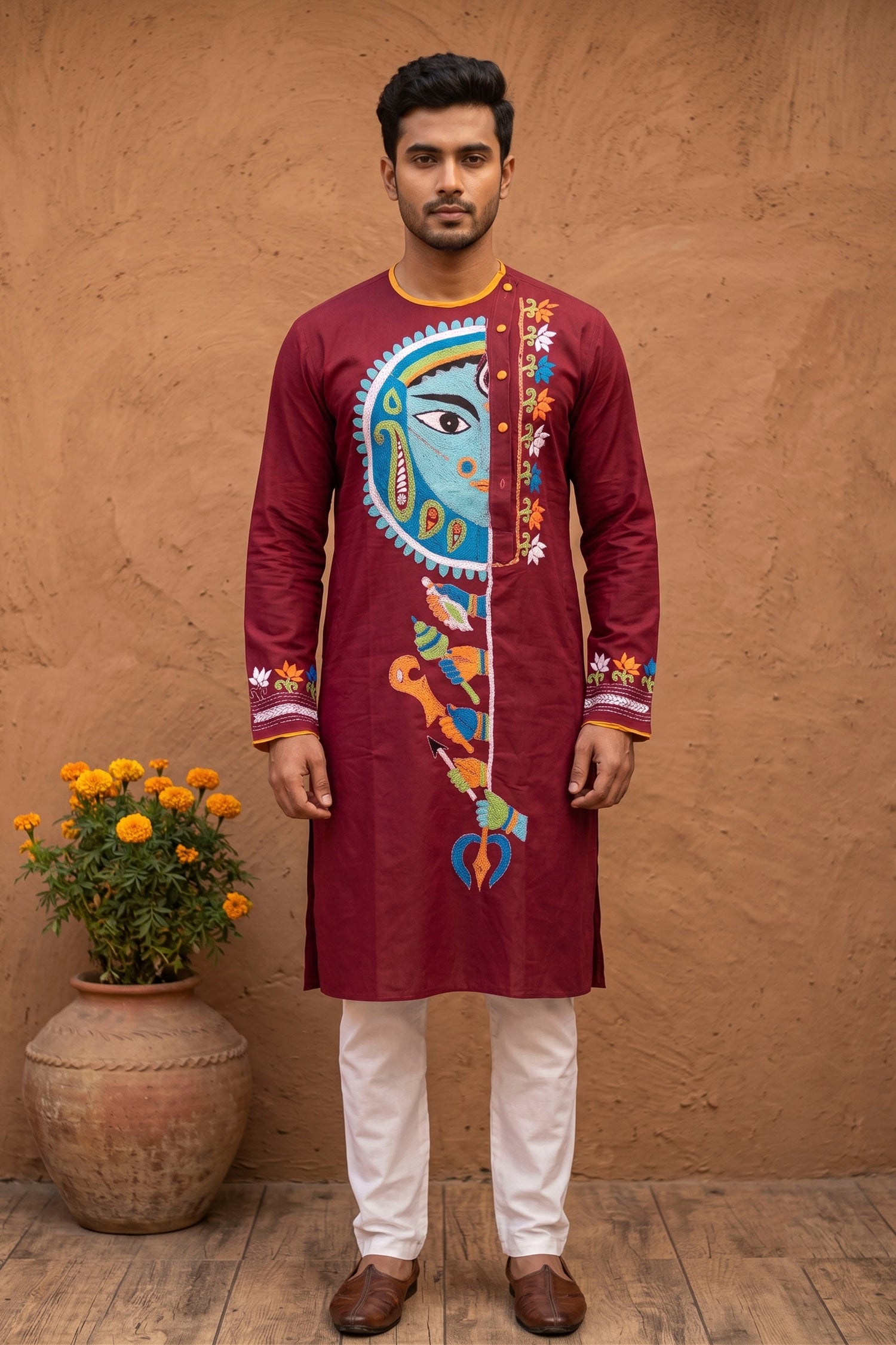 Cotton Kantha Stitch (Hand Embroidery) Panjabi SN2023WPCK54
