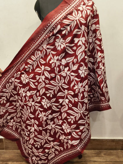 Pure Bangalore Silk Kantha Stitch Dupatta SN26KD58