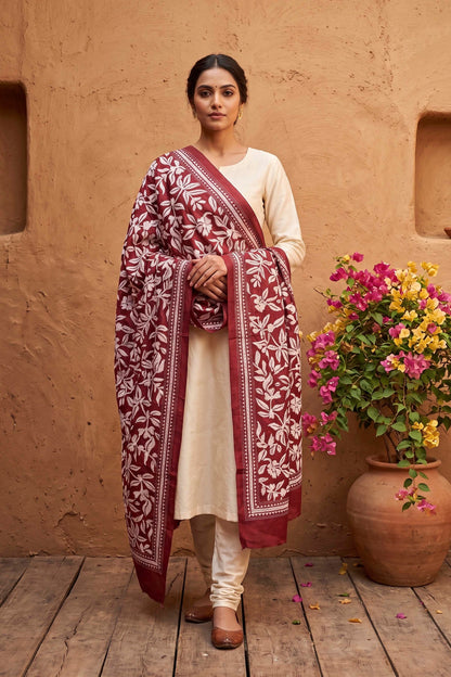 Pure Bangalore Silk Kantha Stitch Dupatta SN26KD58
