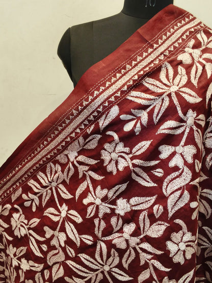 Pure Bangalore Silk Kantha Stitch Dupatta SN26KD58
