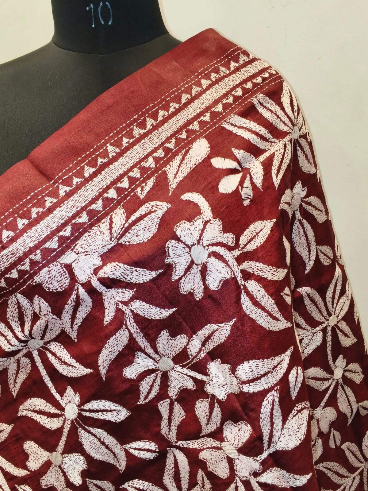 Pure Bangalore Silk Kantha Stitch Dupatta SN26KD58