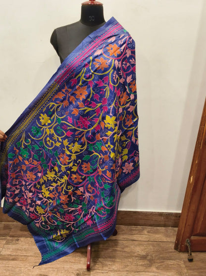 Pure Tussar Kantha Stitch Dupatta SN26KD59