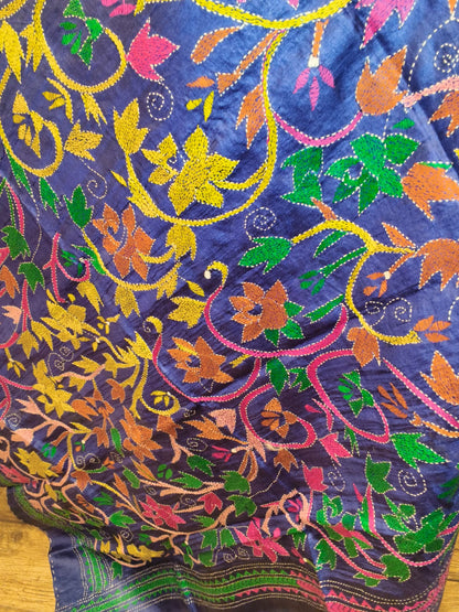 Pure Tussar Kantha Stitch Dupatta SN26KD59