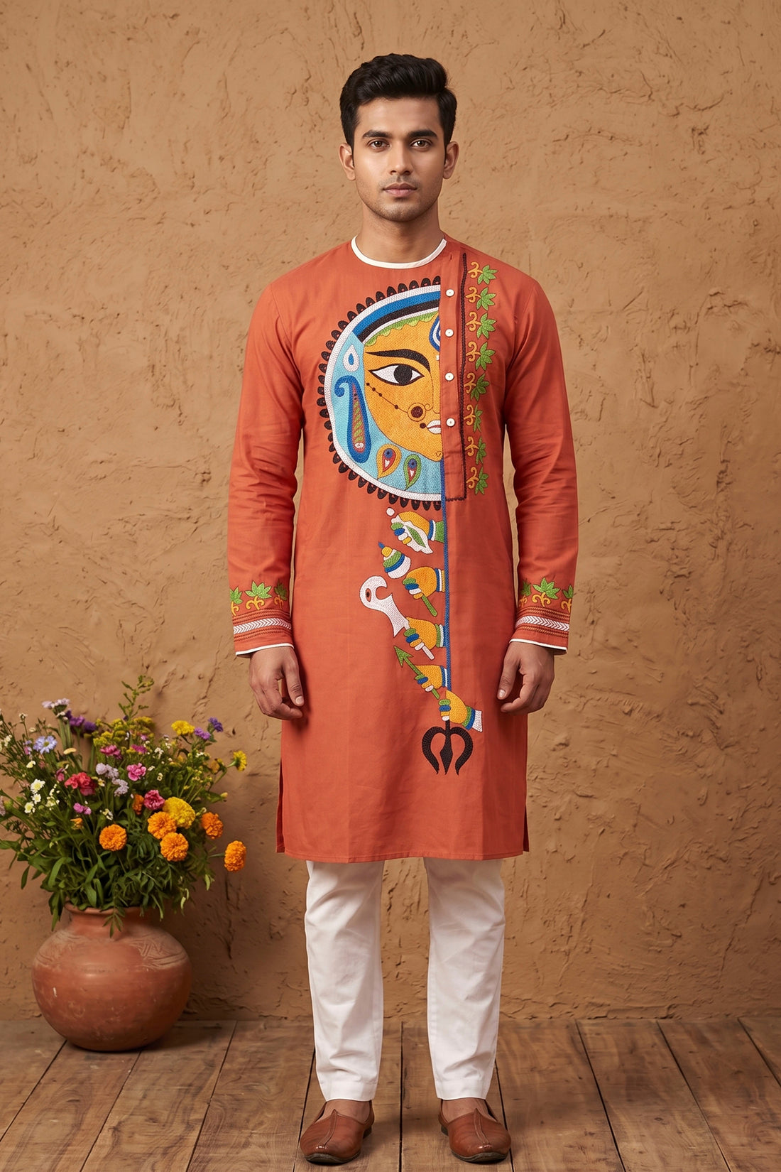 Cotton Kantha Stitch (Hand Embroidery) Panjabi SN2023WPCK64