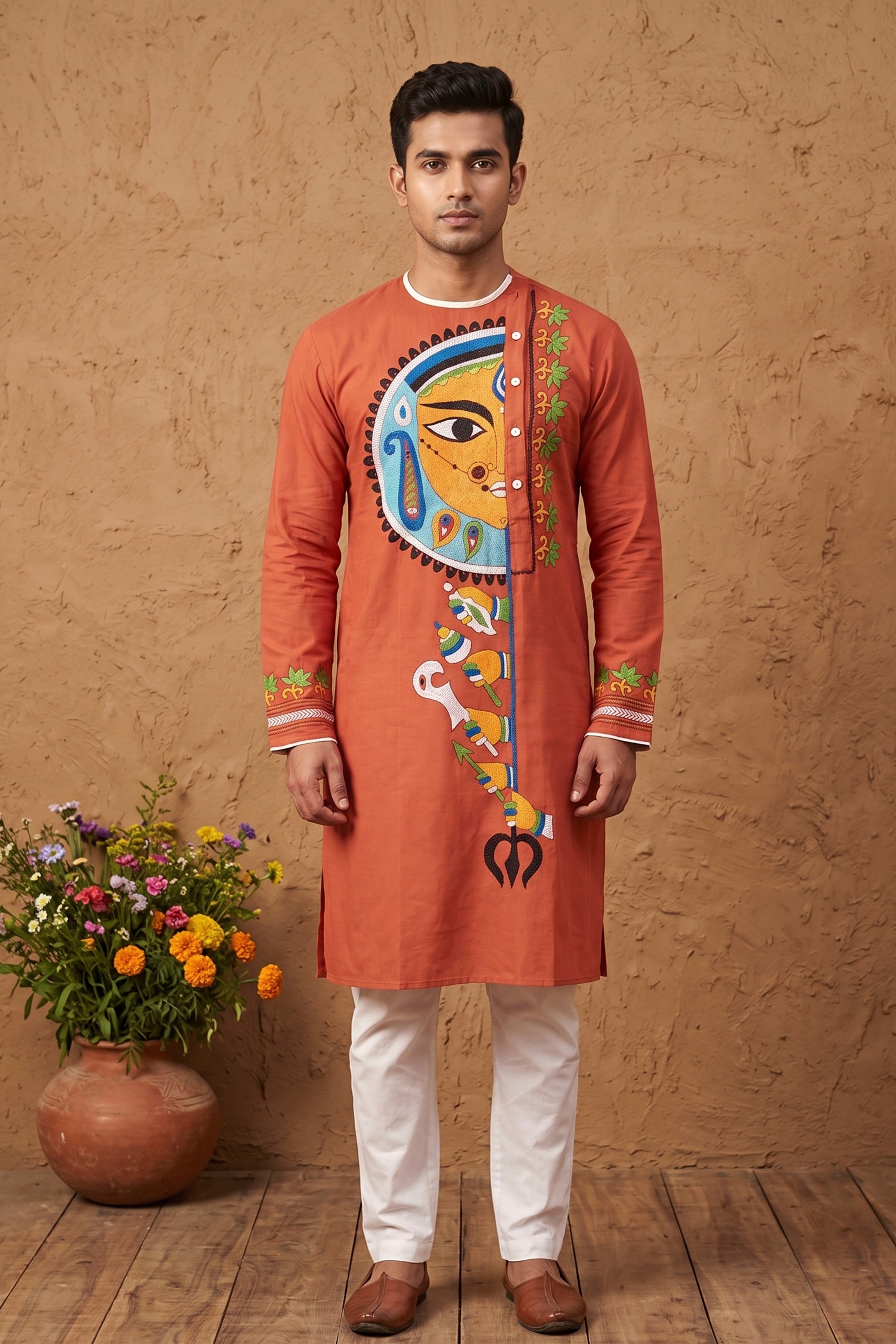 Cotton Kantha Stitch (Hand Embroidery) Panjabi SN2023WPCK64