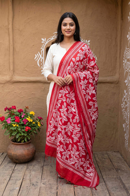Pure Tussar Kantha Stitch Dupatta SN26KD76