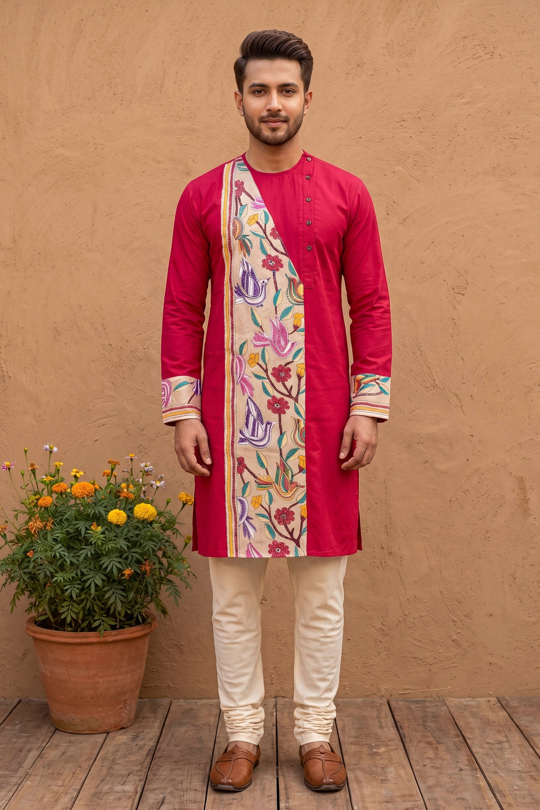 Cotton Kantha Stitch Patch Panjabi SN2023WPCK95