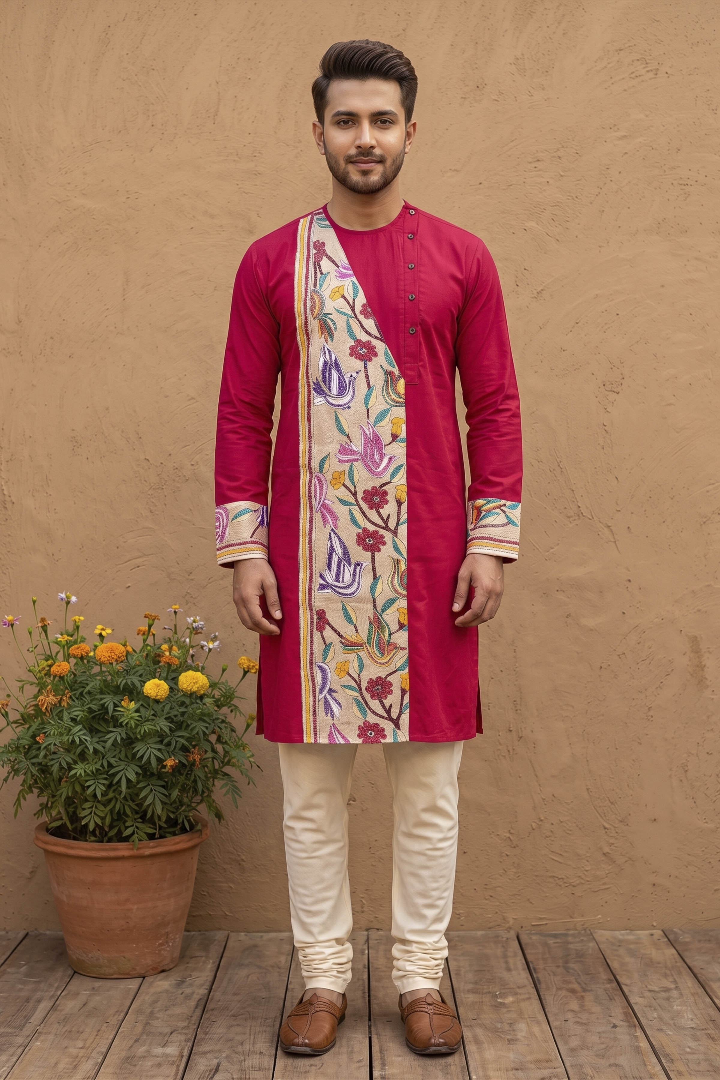 Cotton Kantha Stitch Patch Panjabi SN2023WPCK95
