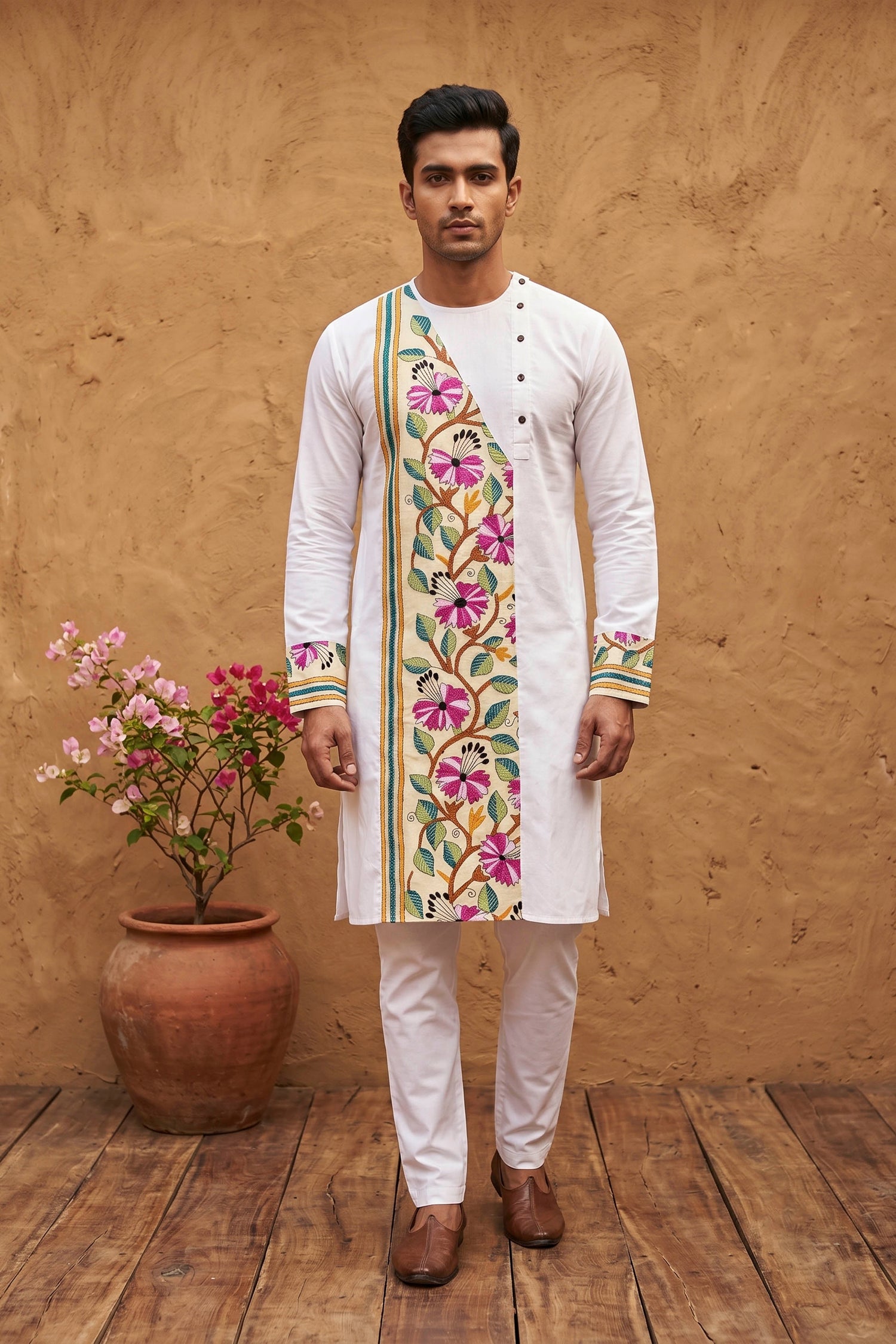 Cotton Kantha Stitch Patch Panjabi SN2023WPCK97