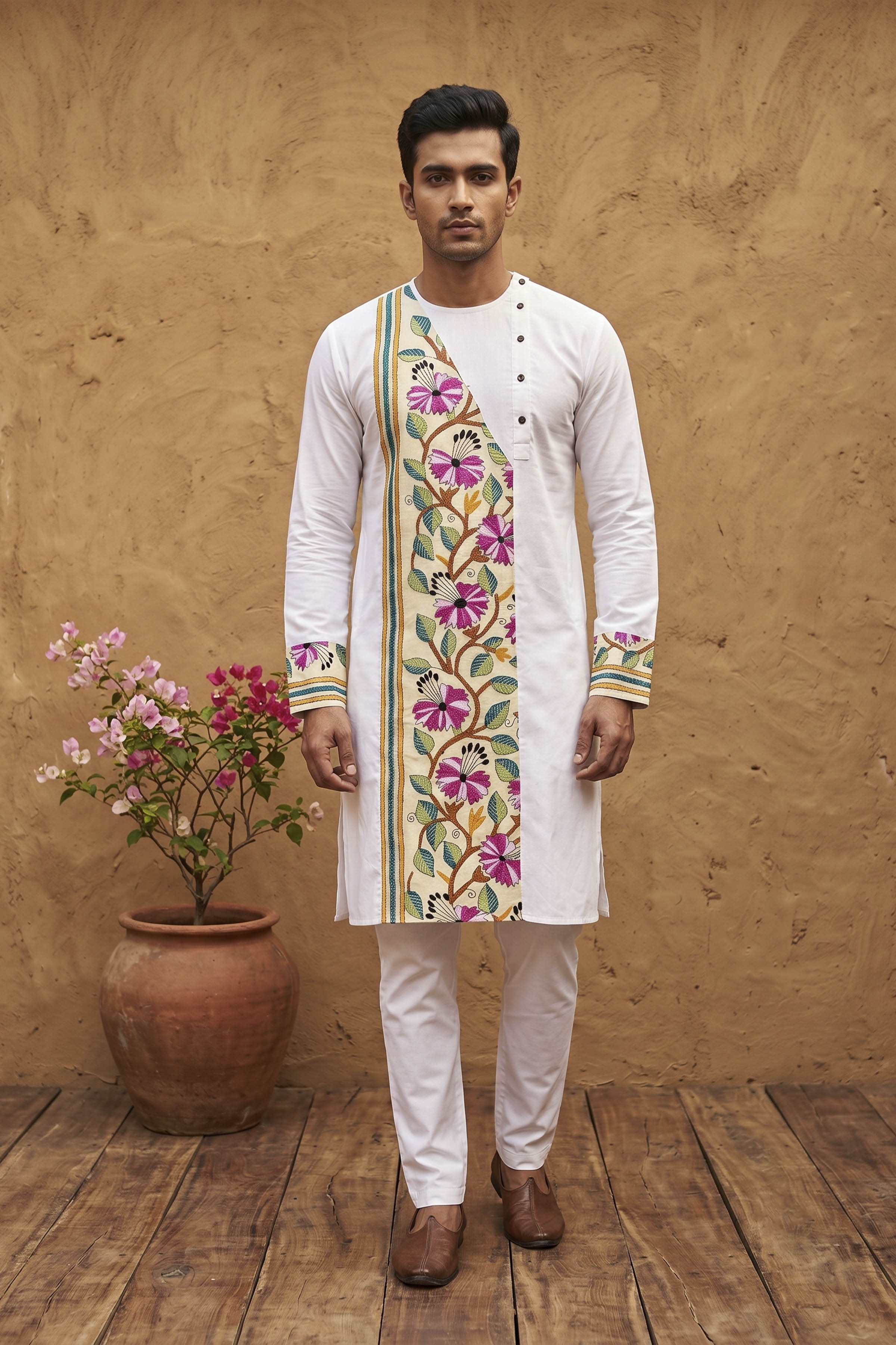 Cotton Kantha Stitch Patch Panjabi SN2023WPCK97