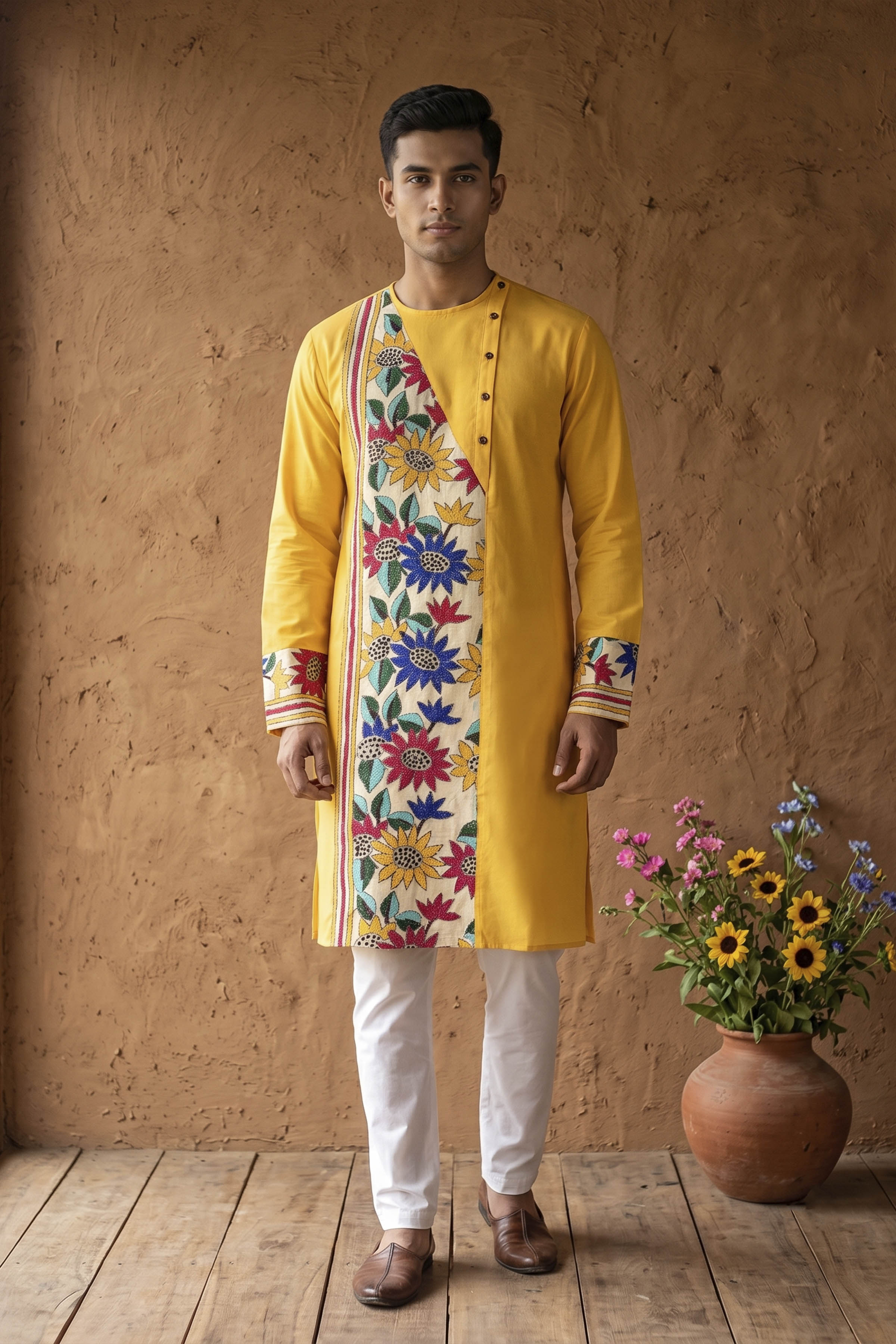 Cotton Kantha Stitch Patch Panjabi SN2023WPCK98