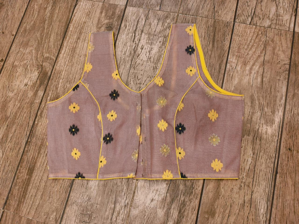Rosy Brown Sleeveless Rasham Jamdani Blouse SN26WP098