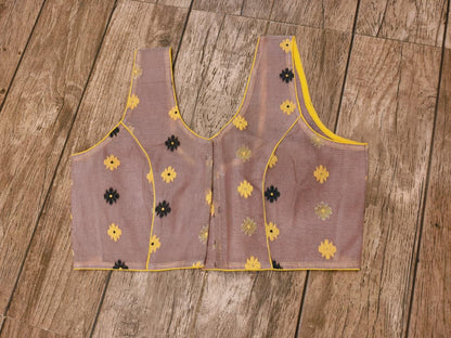 Rosy Brown Sleeveless Rasham Jamdani Blouse SN26WP098