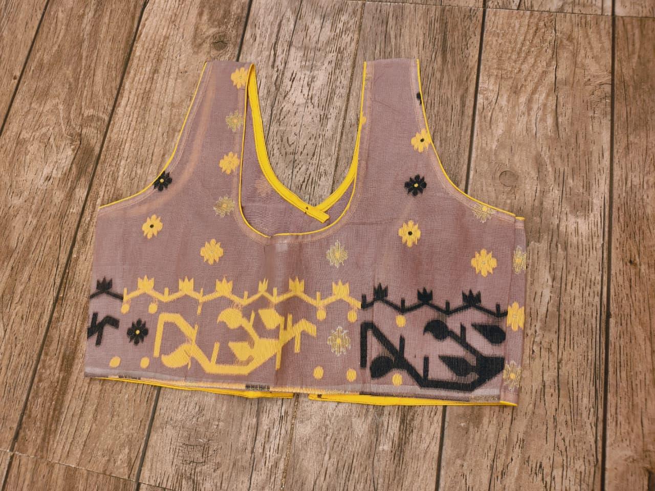 Rosy Brown Sleeveless Rasham Jamdani Blouse SN26WP098