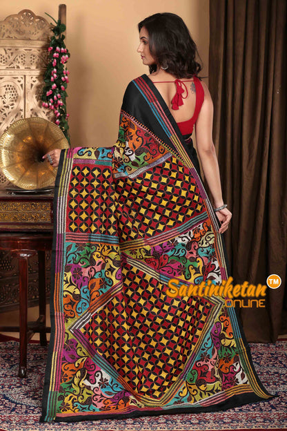 Pure Bangalore Silk Kantha Stitch Saree SN2023A6519