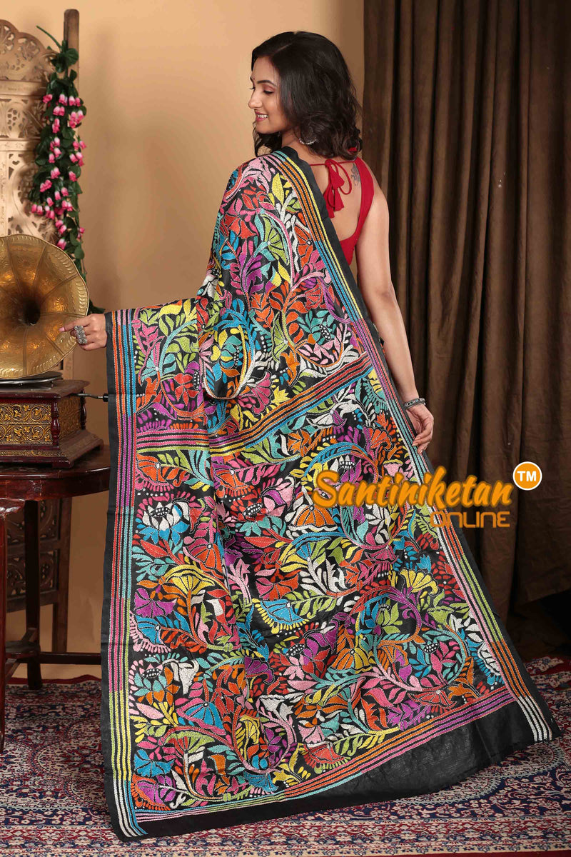Pure Bangalore Silk Kantha Stitch Saree SN2023A6529