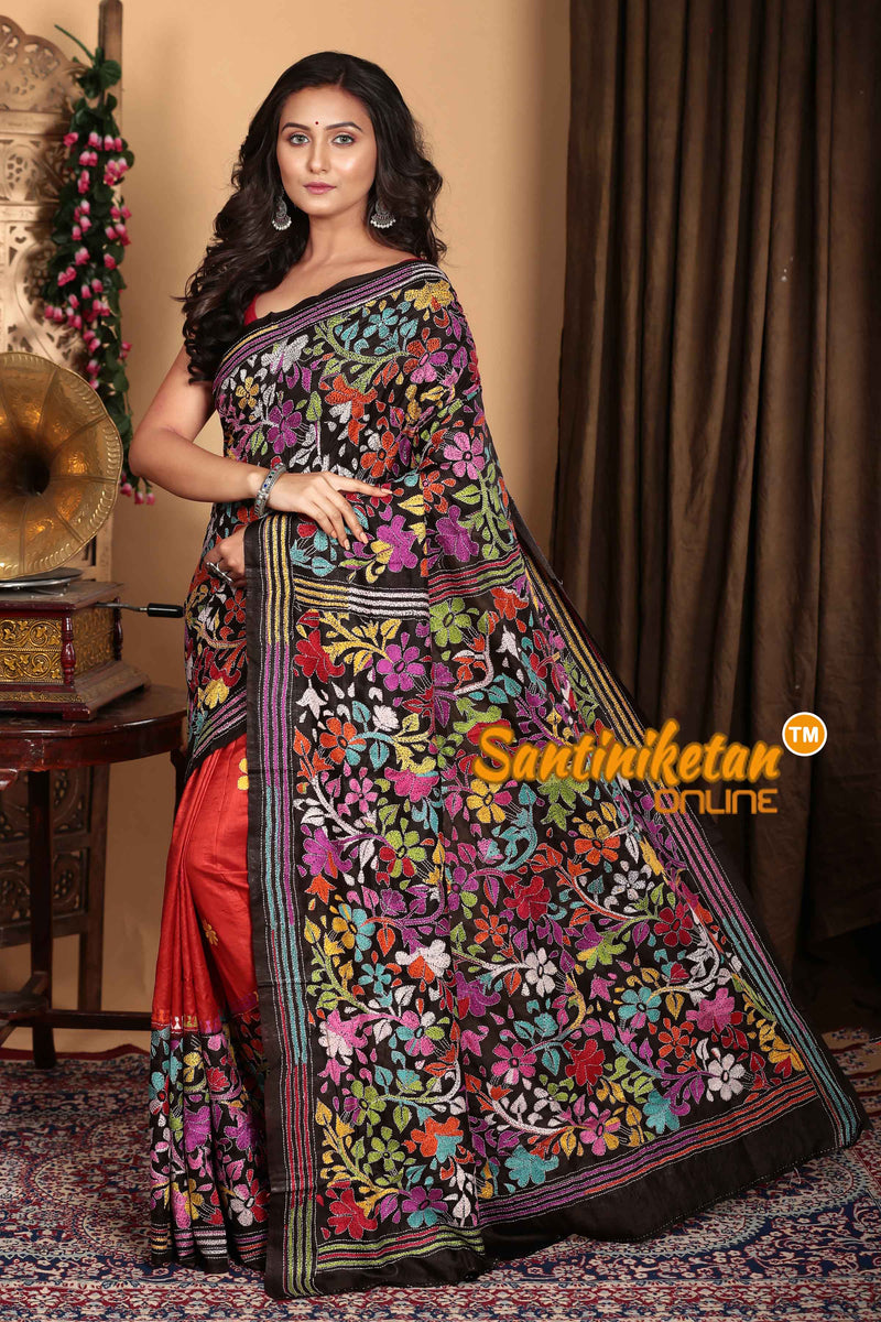 Pure Bangalore Silk Kantha Stitch Saree SN2023A6640
