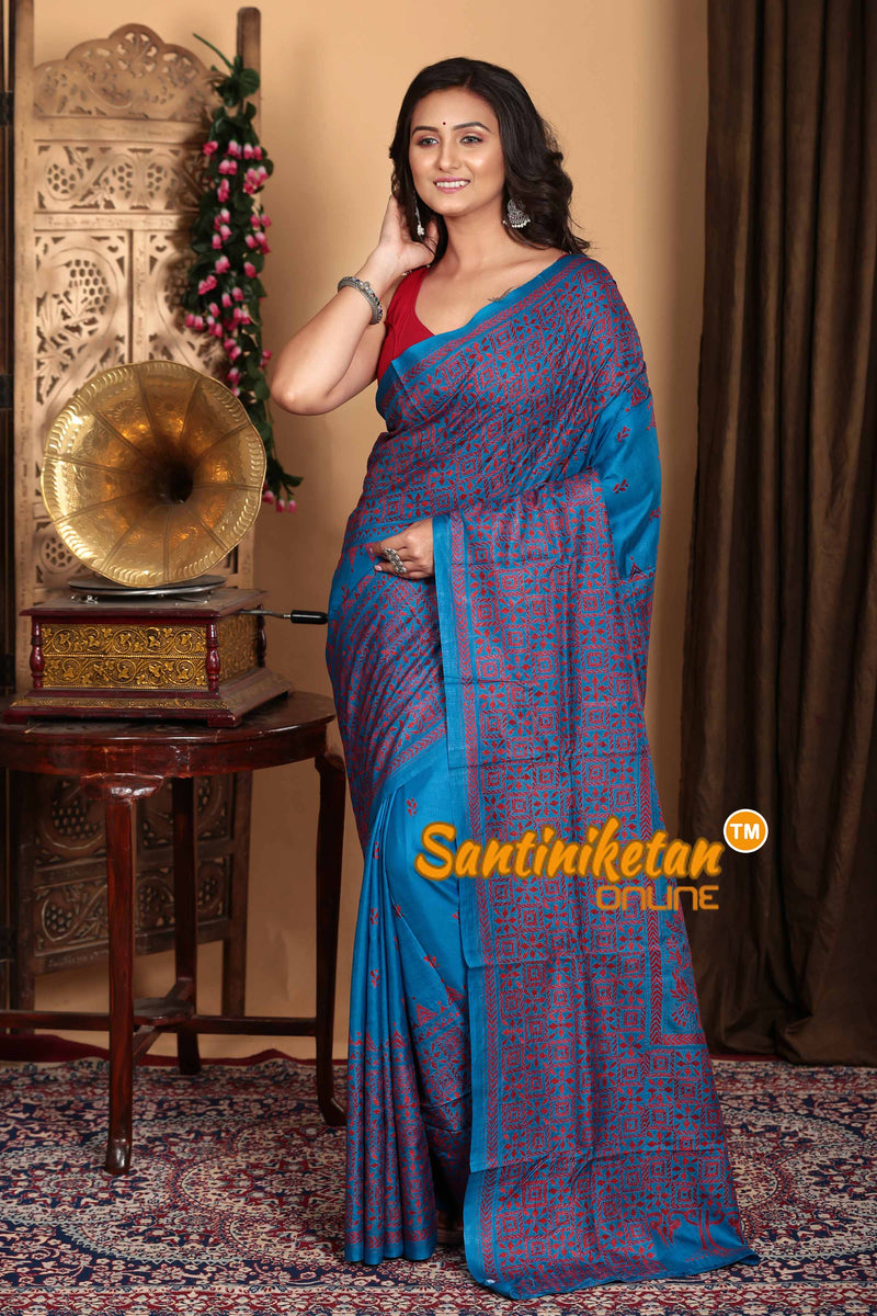 Pure Bangalore Silk Kantha Stitch Saree SN2023A6651