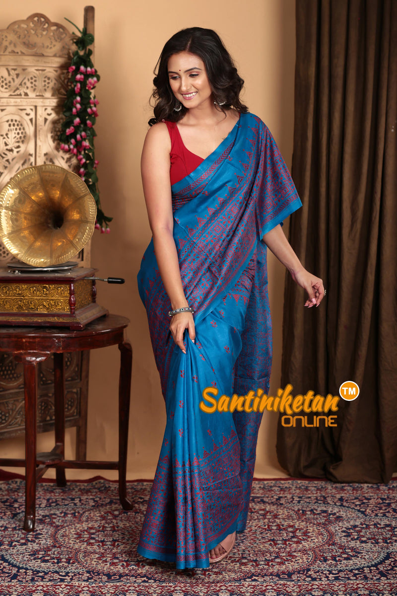 Pure Bangalore Silk Kantha Stitch Saree SN2023A6651