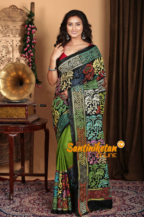 Pure Bangalore Silk Kantha Stitch Saree SN2023A6771