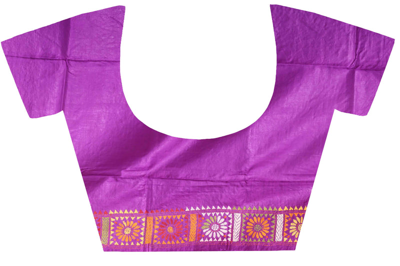 Pure Bangalore Silk Kantha Stitch Saree SN2023A6850