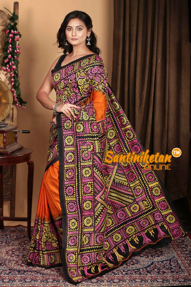 Pure Bangalore Silk Kantha Stitch Saree SN2023A6902