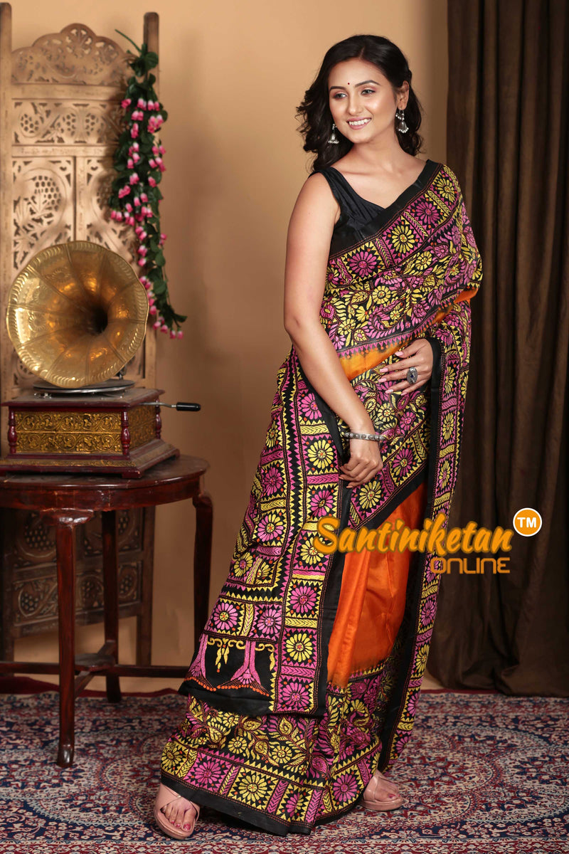 Pure Bangalore Silk Kantha Stitch Saree SN2023A6902