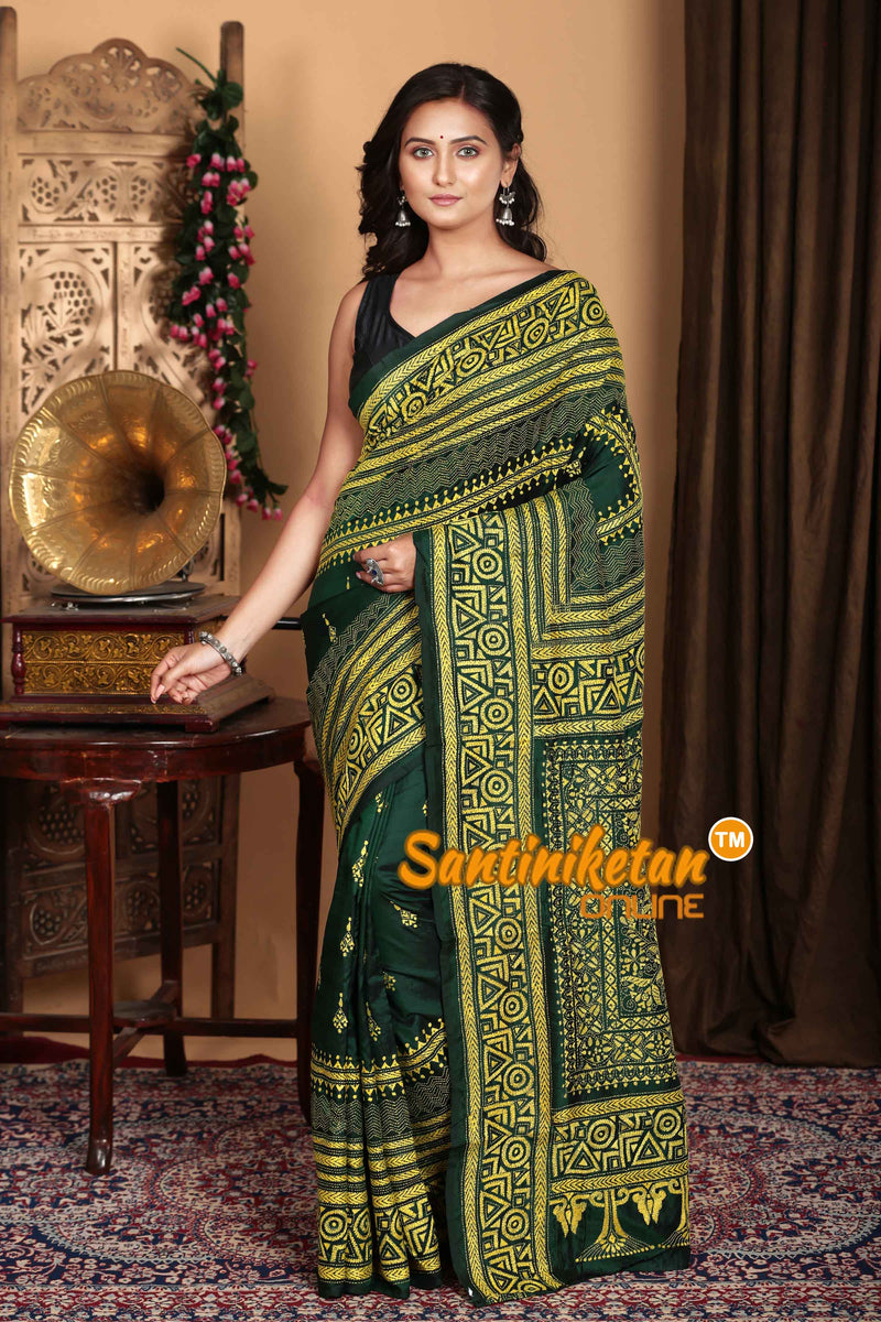 Pure Bangalore Silk Kantha Stitch Saree SN2023A6926