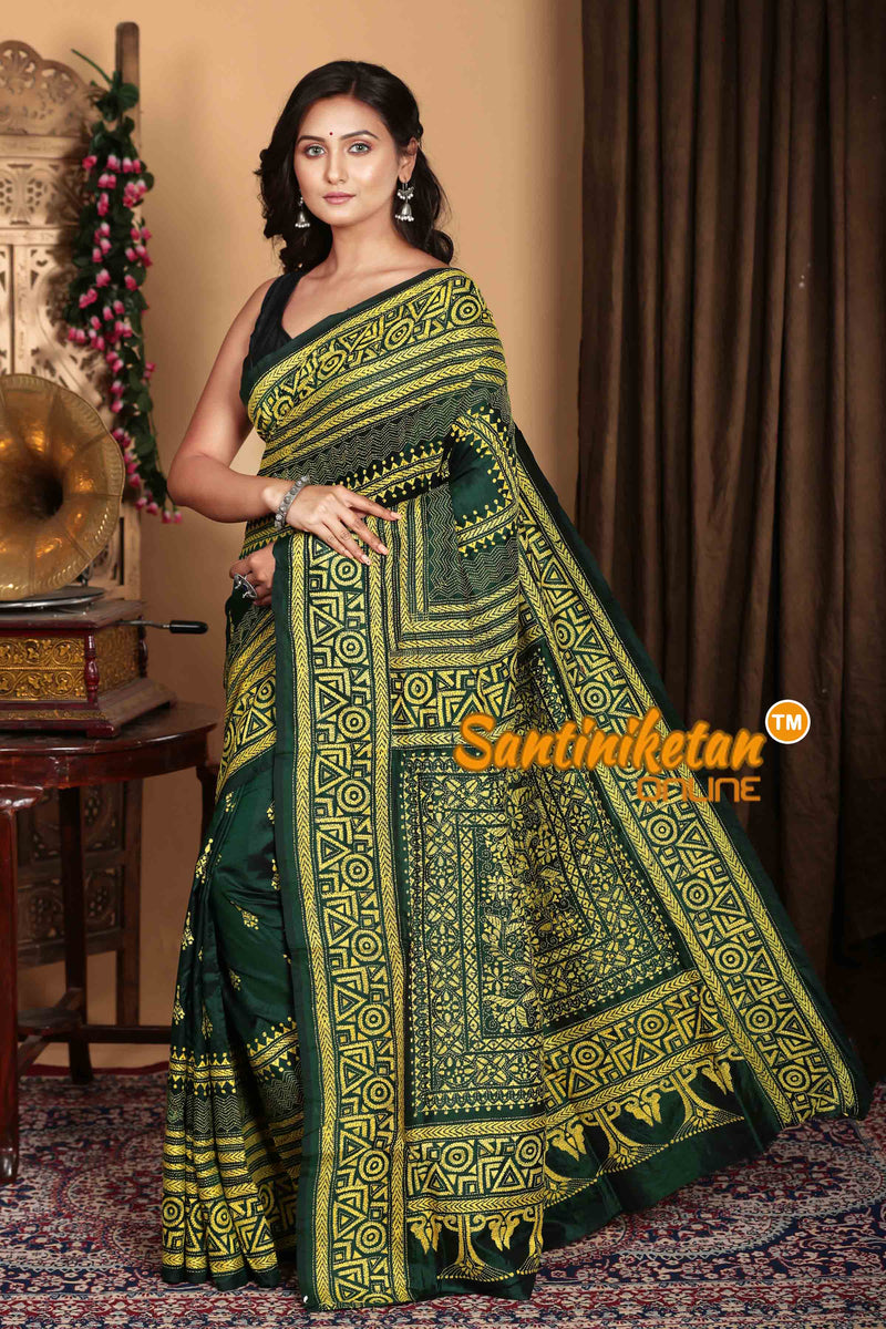 Pure Bangalore Silk Kantha Stitch Saree SN2023A6926