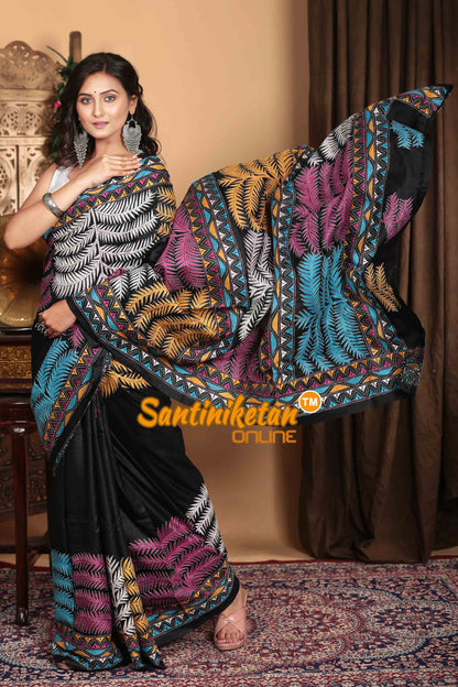 Pure Bangalore Silk Kantha Stitch Saree SN2023A7100