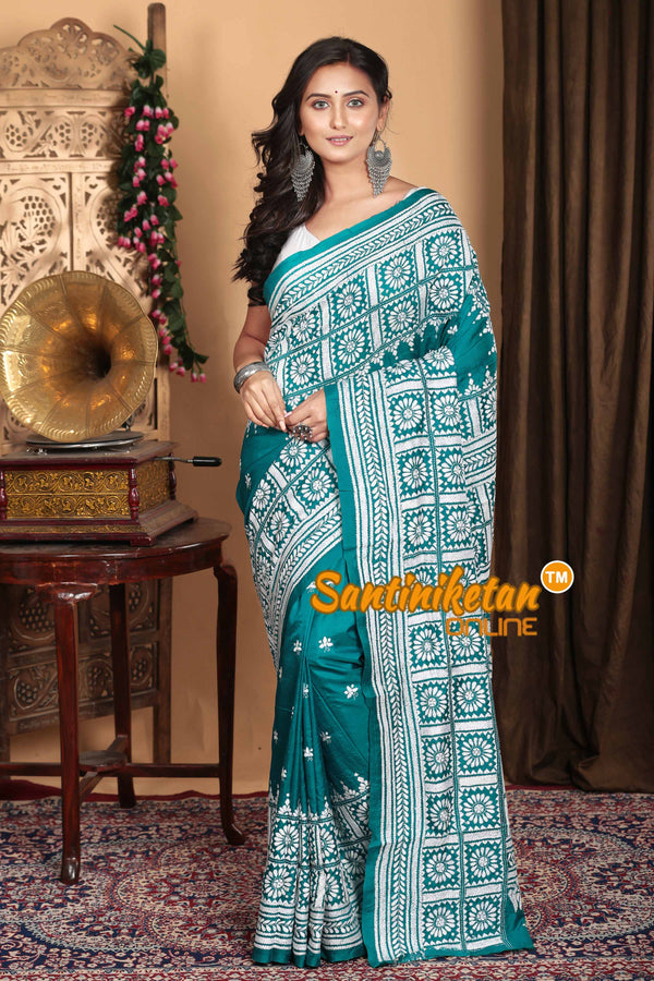 Pure Bangalore Silk Kantha Stitch Saree SN2023A7138