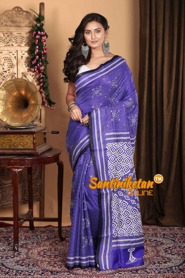 Pure Bangalore Silk Kantha Stitch Saree SN2023A7155