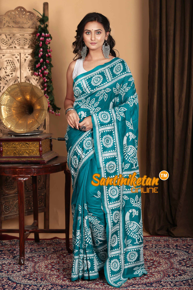 Pure Bangalore Silk Kantha Stitch Saree SN2023A7181
