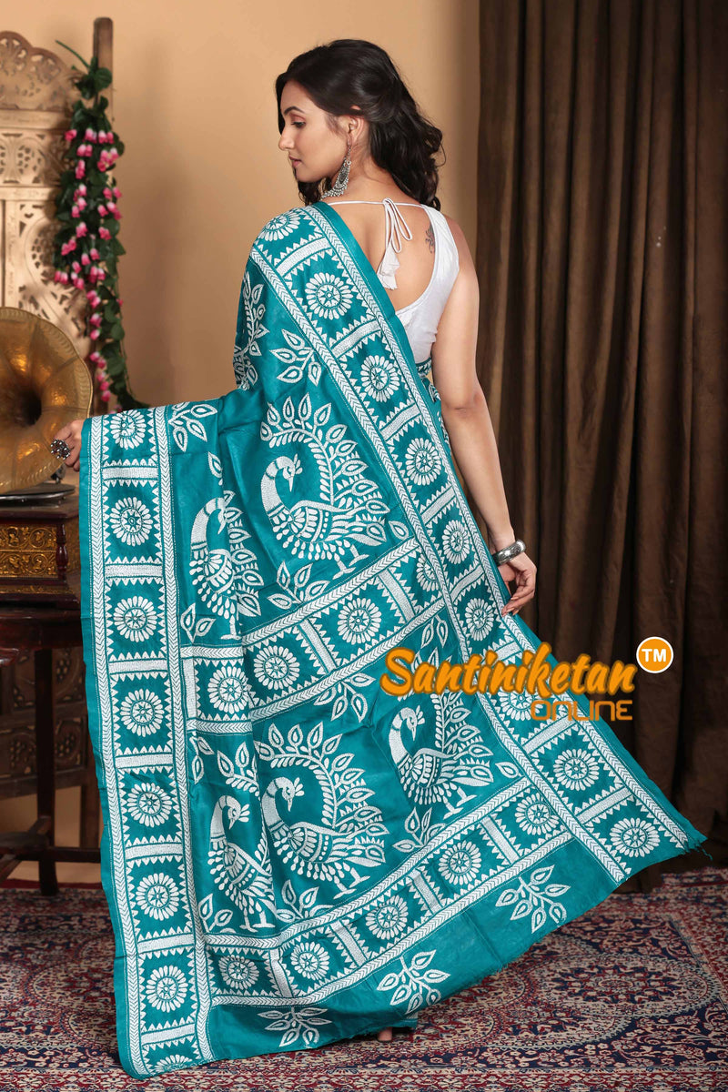Pure Bangalore Silk Kantha Stitch Saree SN2023A7181