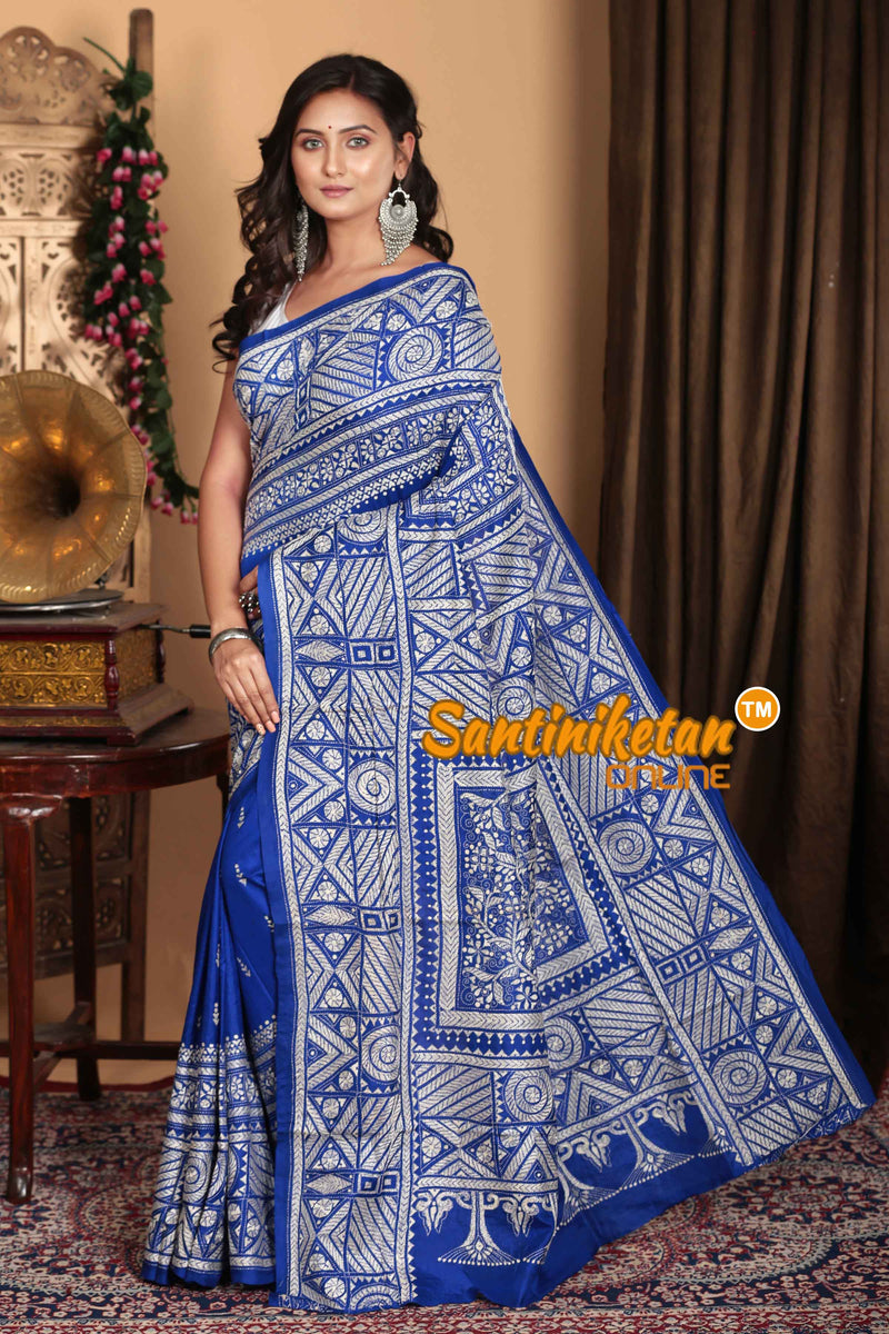 Pure Bangalore Silk Kantha Stitch Saree SN2023A7261