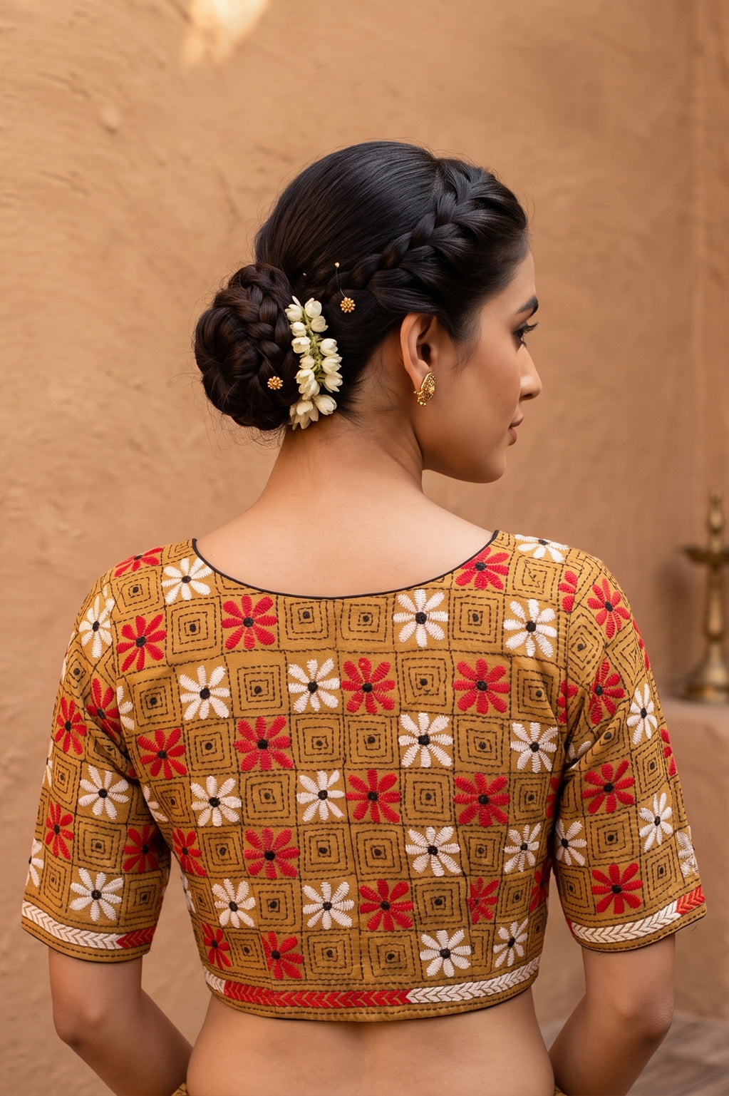 Yellow Pure Bangalore Silk Kantha Stitch Blouse SN26WP080