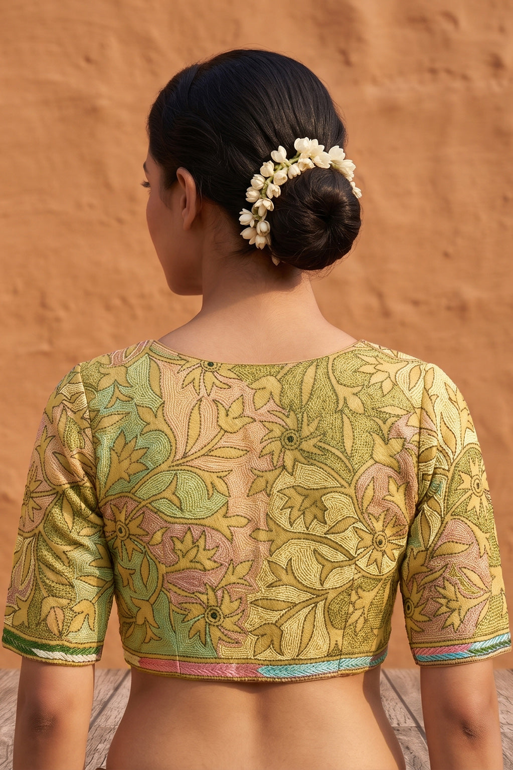 Yellow Pure Bangalore Silk Kantha Stitch Blouse SN26WP085