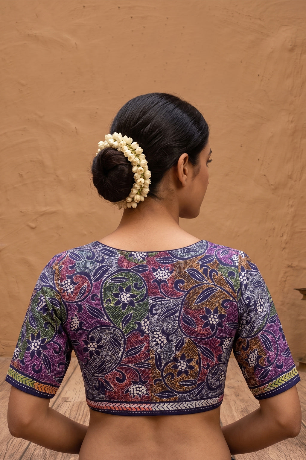 Blue Pure Bangalore Silk Kantha Stitch Blouse SN26WP087
