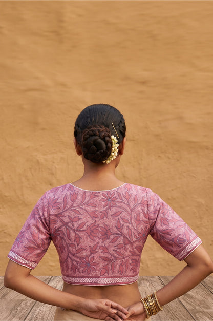 Pink Pure Bangalore Silk Kantha Stitch Blouse SN26WP088