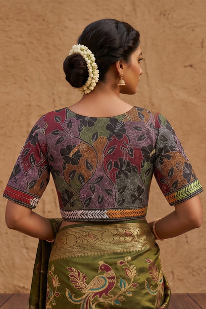 Black Pure Bangalore Silk Kantha Stitch Blouse SN26WP092