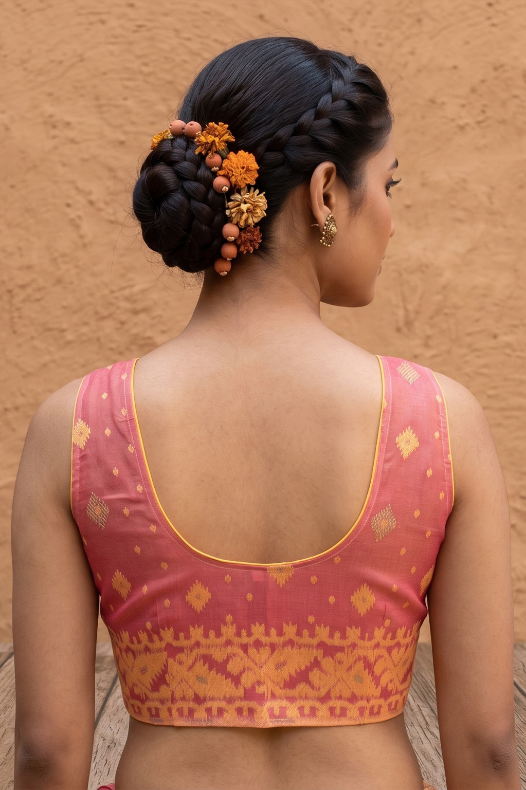 Dusty Red Sleeveless Rasham Jamdani Blouse SN26WP108