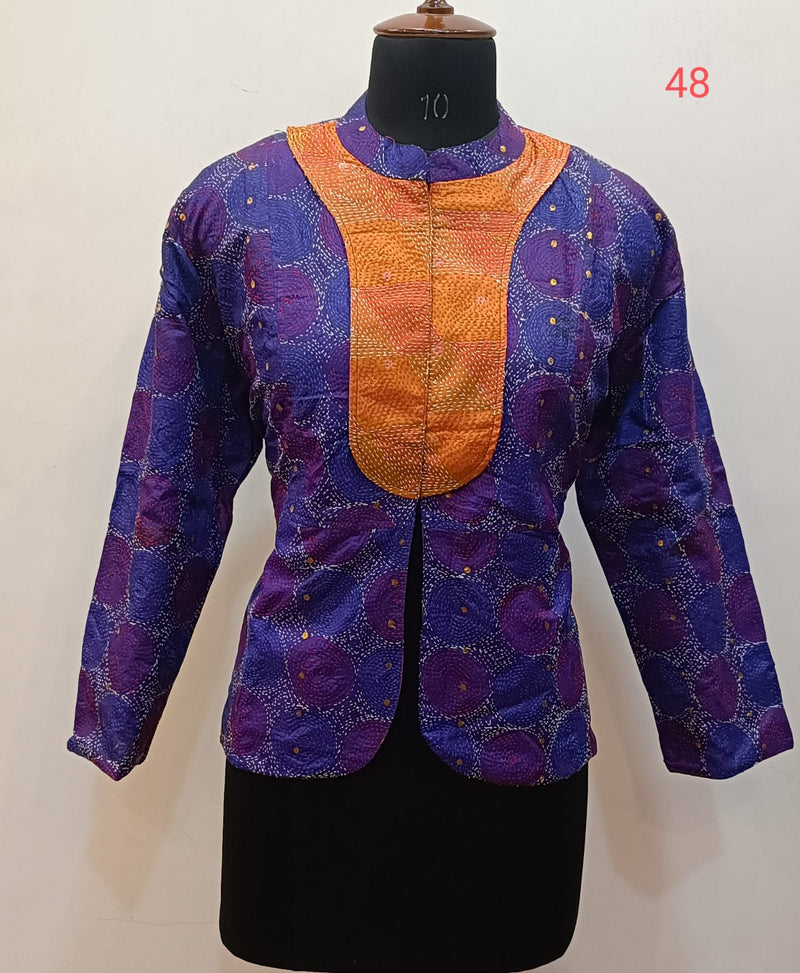 Tussar Kantha Stitch Women's Jacket SN2024WPJK15