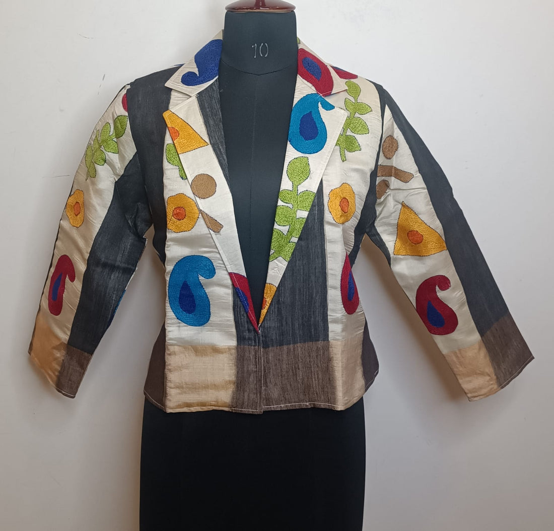 Pure Bangalore Silk Kantha Stitch Women&