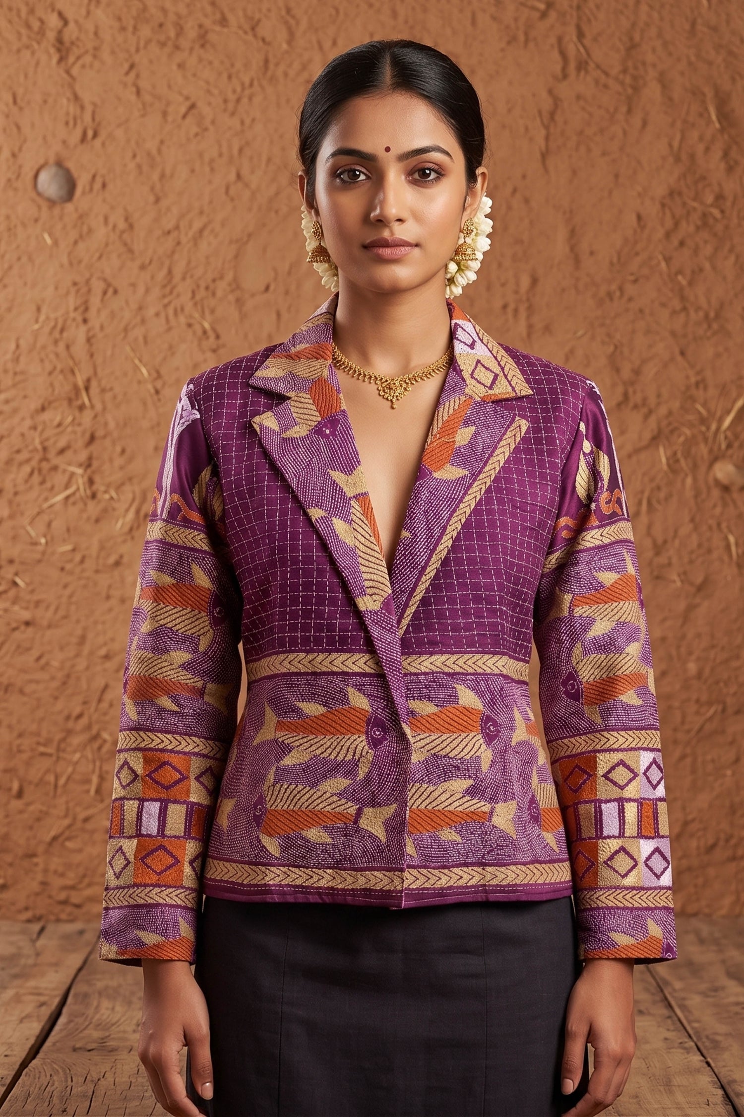 Pure Bangalore Silk Kantha Stitch Women&