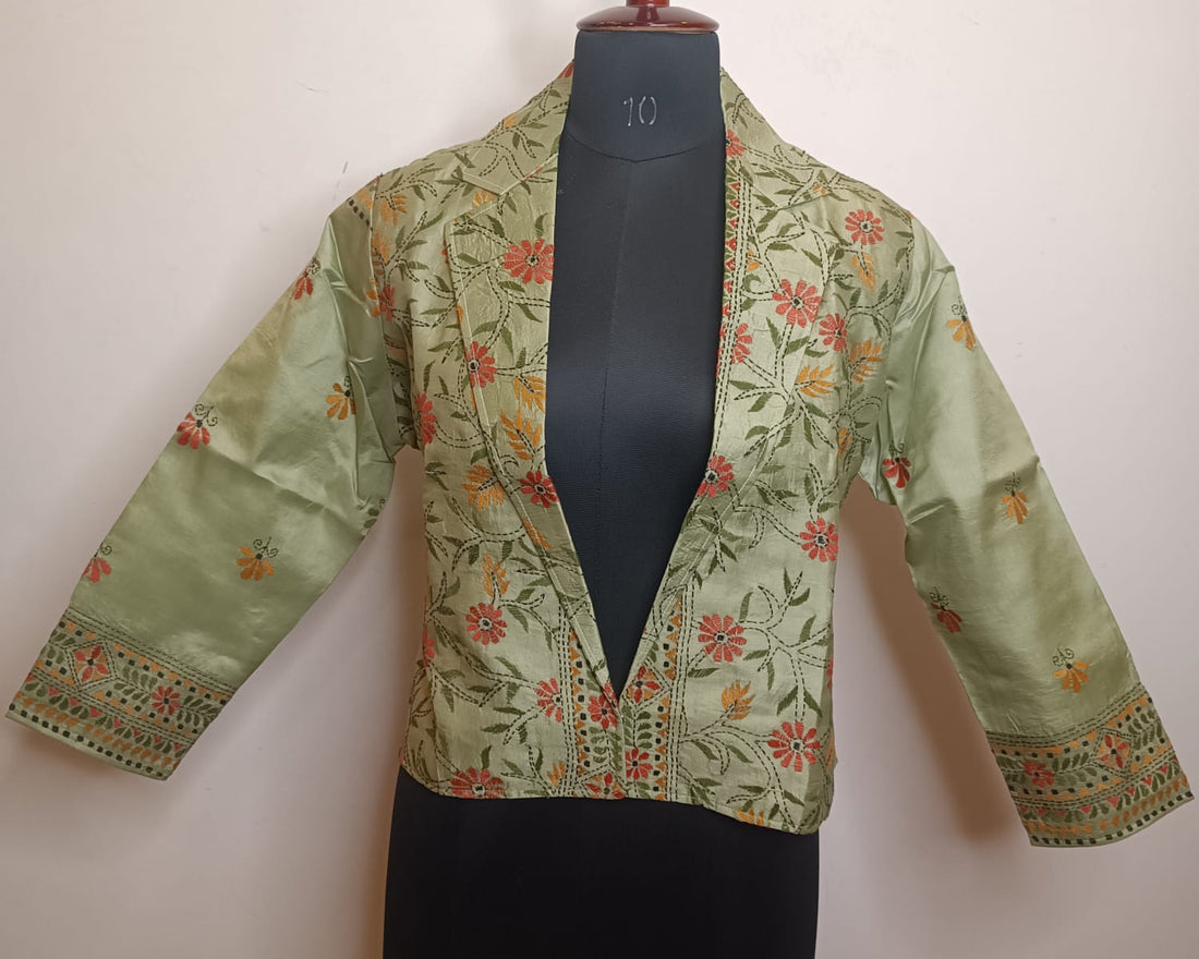 Pure Bangalore Silk Kantha Stitch Women&