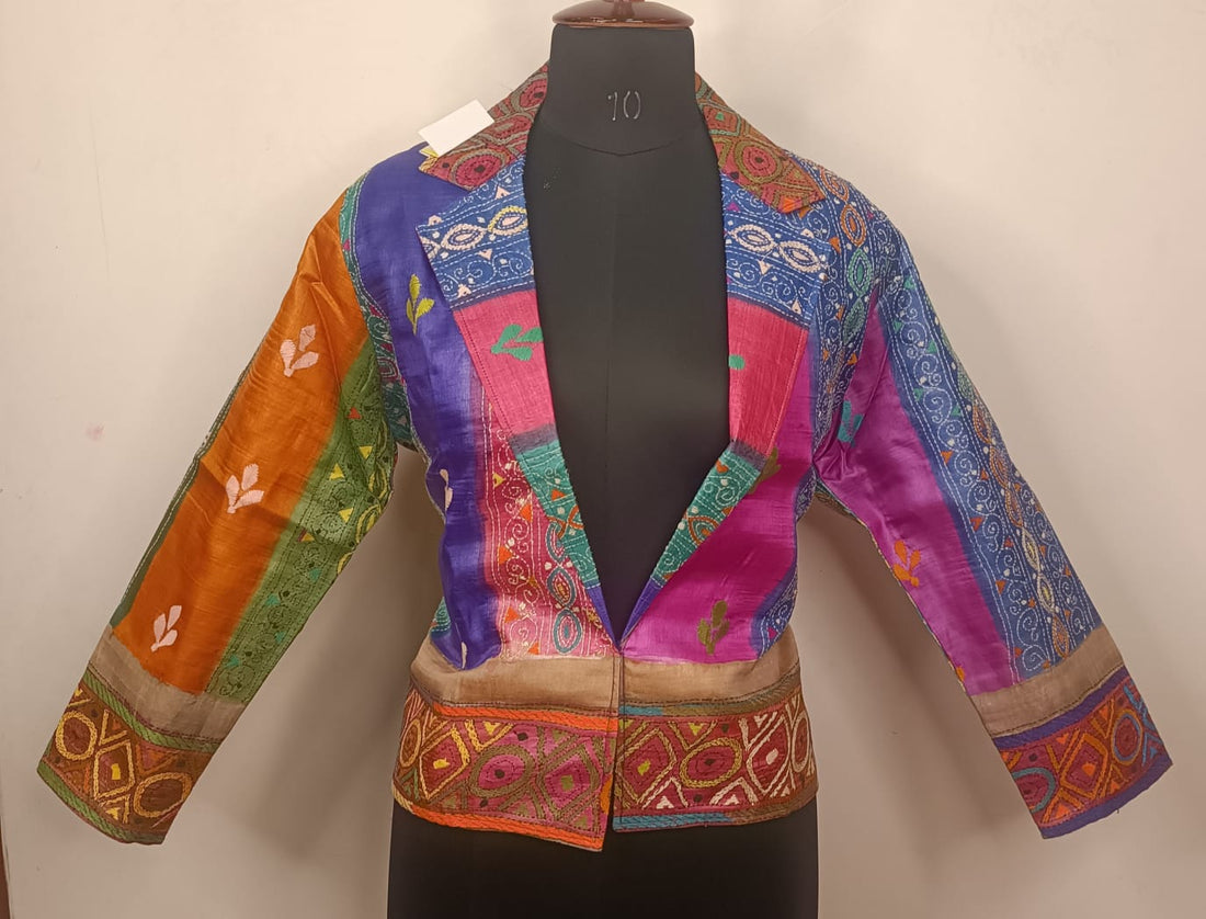 Pure Tussar Silk Kantha Stitch Women&